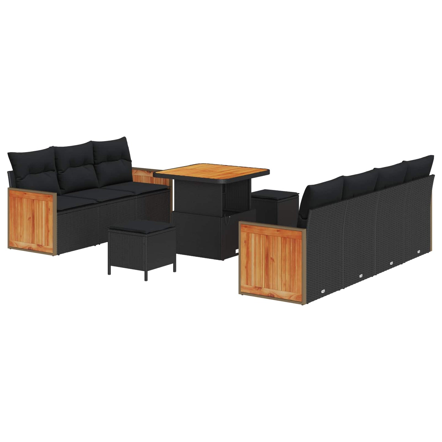 Gartensofa-set mit Kissen 13 pcs Schwarz Poly-Rattan