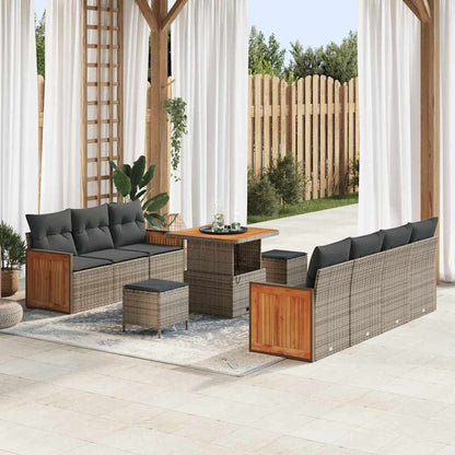 Gartensofa-set mit Kissen 13 pcs Grau Poly-Rattan