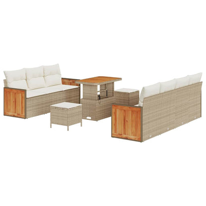 Gartensofa-set mit Kissen 13 pcs Beige und Creme Poly-Rattan