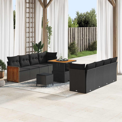 Gartensofa-set mit Kissen 12 pcs Schwarz Poly-Rattan
