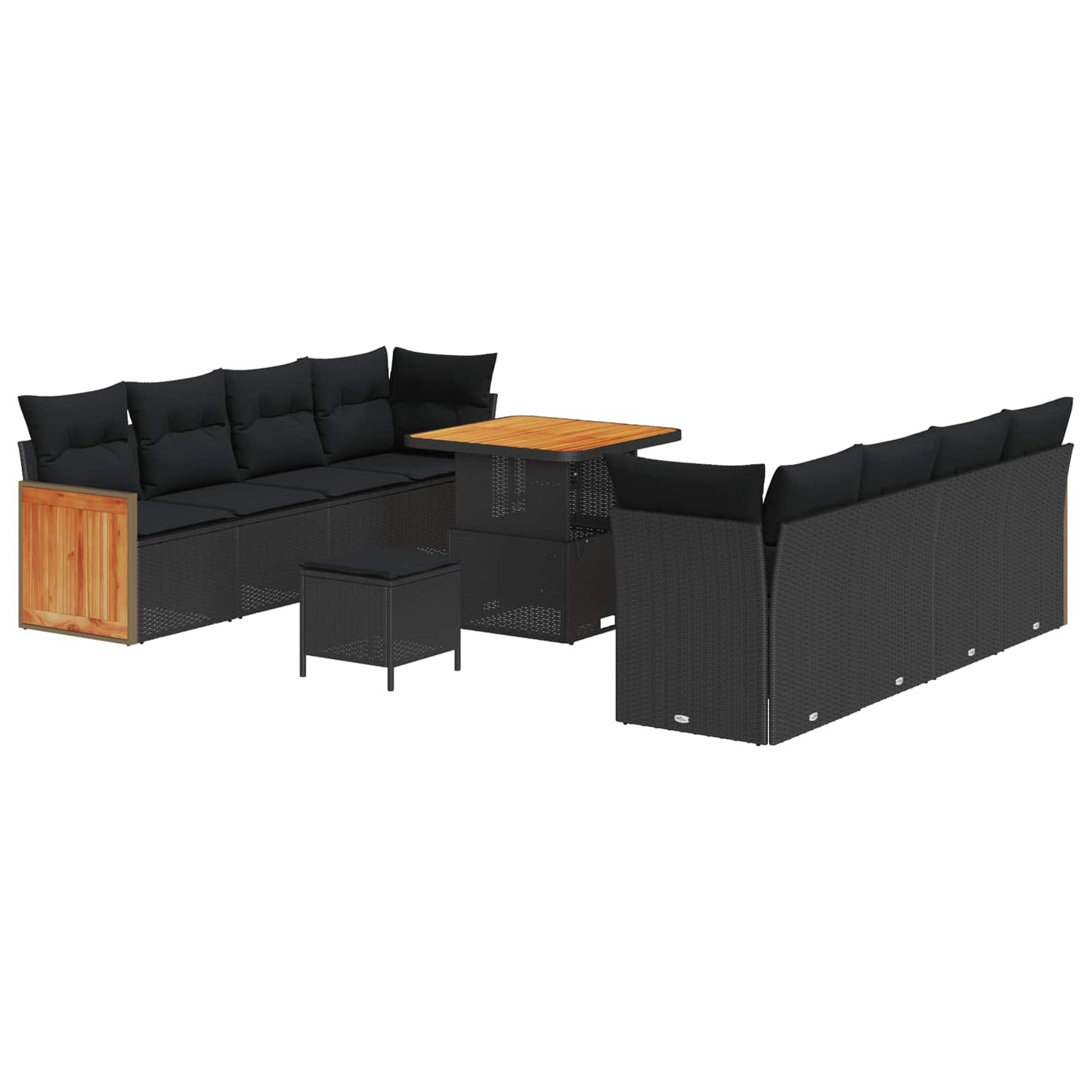 Gartensofa-set mit Kissen 12 pcs Schwarz Poly-Rattan