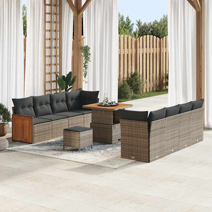 Gartensofa-set mit Kissen 11 pcs Grau Poly-Rattan