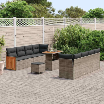 Gartensofa-set mit Kissen 12 pcs Grau Poly-Rattan