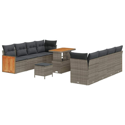 Gartensofa-set mit Kissen 12 pcs Grau Poly-Rattan