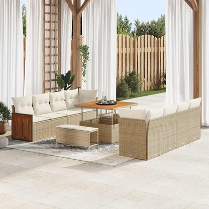 Gartensofa-set mit Kissen 12 pcs Beige und Creme Poly-Rattan