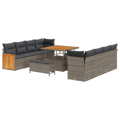 Gartensofa-set mit Kissen 12 pcs Grau Poly-Rattan