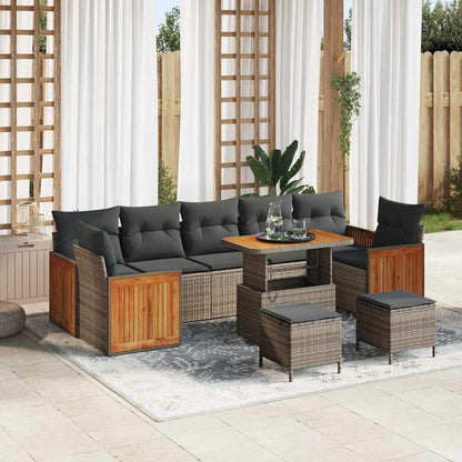 Gartensofa-set mit Kissen 13 pcs Grau Poly-Rattan