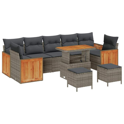 Gartensofa-set mit Kissen 13 pcs Grau Poly-Rattan