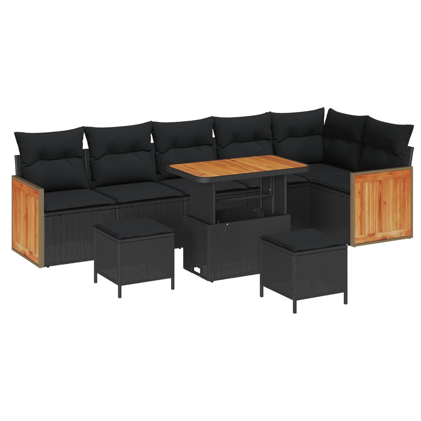 Gartensofa-set mit Kissen 11 pcs Schwarz Poly-Rattan
