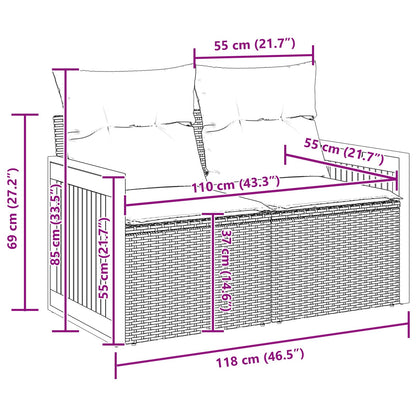 Gartensofa-set mit Kissen 13 pcs Schwarz Poly-Rattan