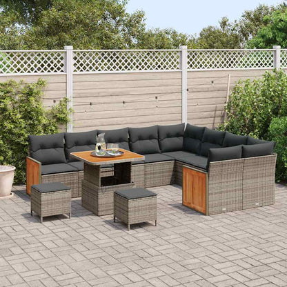 Gartensofa-set mit Kissen 13 pcs Grau Poly-Rattan