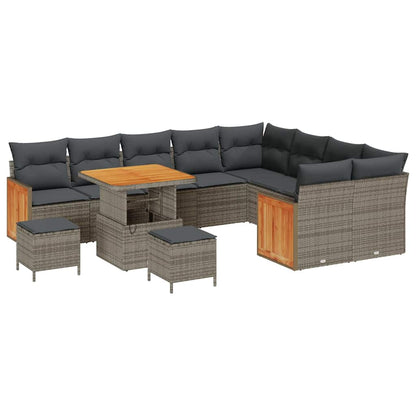 Gartensofa-set mit Kissen 13 pcs Grau Poly-Rattan