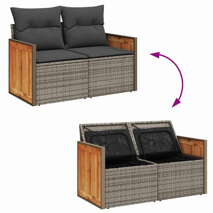 Gartensofa-set mit Kissen 13 pcs Grau Poly-Rattan