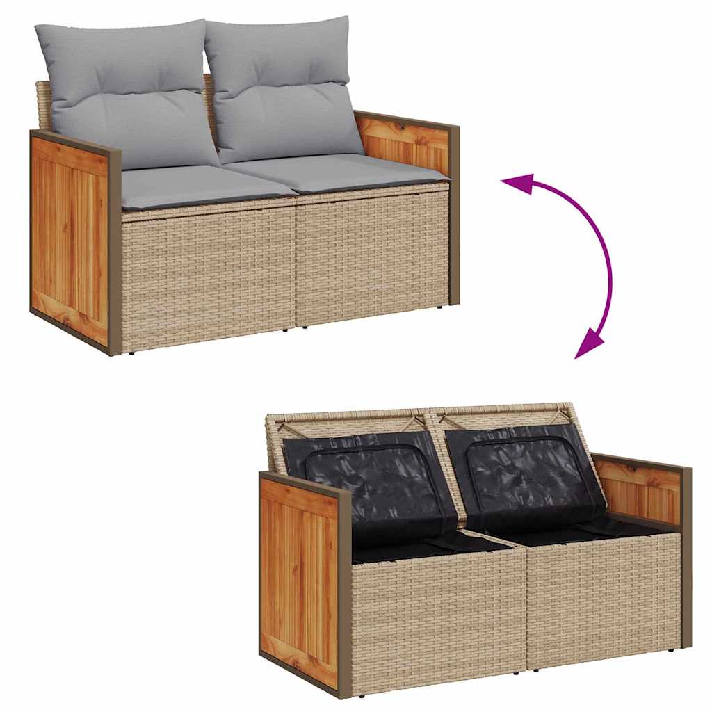 vidaXL Gartensofa-set mit Kissen 17 pcs Beige und Hellgrau Poly-Rattan