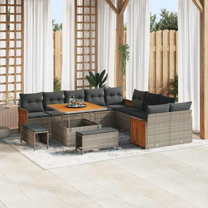 vidaXL Gartensofa-set mit Kissen 17 pcs Grau Poly-Rattan