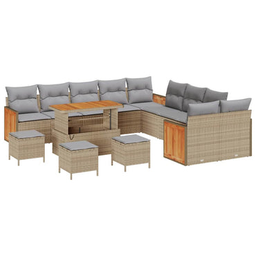 vidaXL Gartensofa-set mit Kissen 18 pcs Beige und Hellgrau Poly-Rattan
