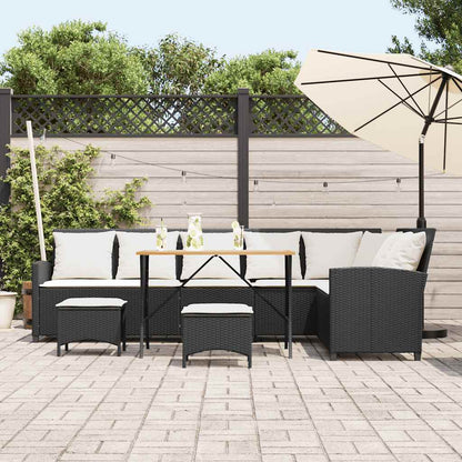 vidaXL 4tlg. Garten-Sofagarnitur mit Kissen L-Form Schwarz Poly Rattan