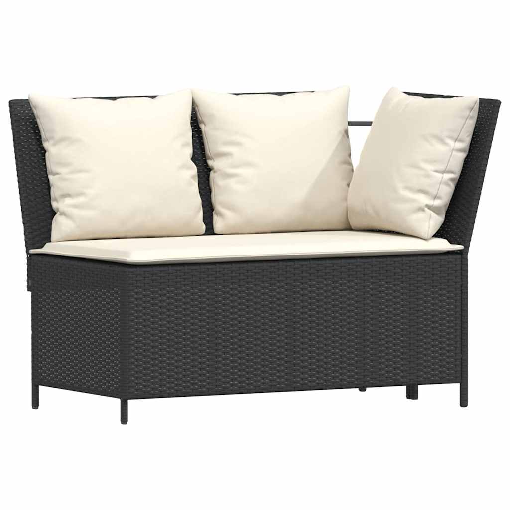 vidaXL 4tlg. Garten-Sofagarnitur mit Kissen L-Form Schwarz Poly Rattan
