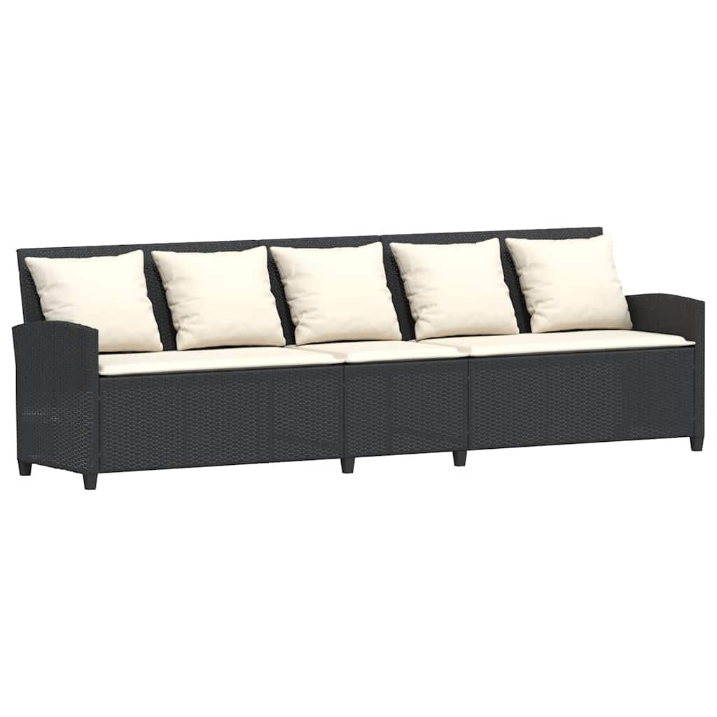 vidaXL 4tlg. Garten-Sofagarnitur mit Kissen L-Form Schwarz Poly Rattan