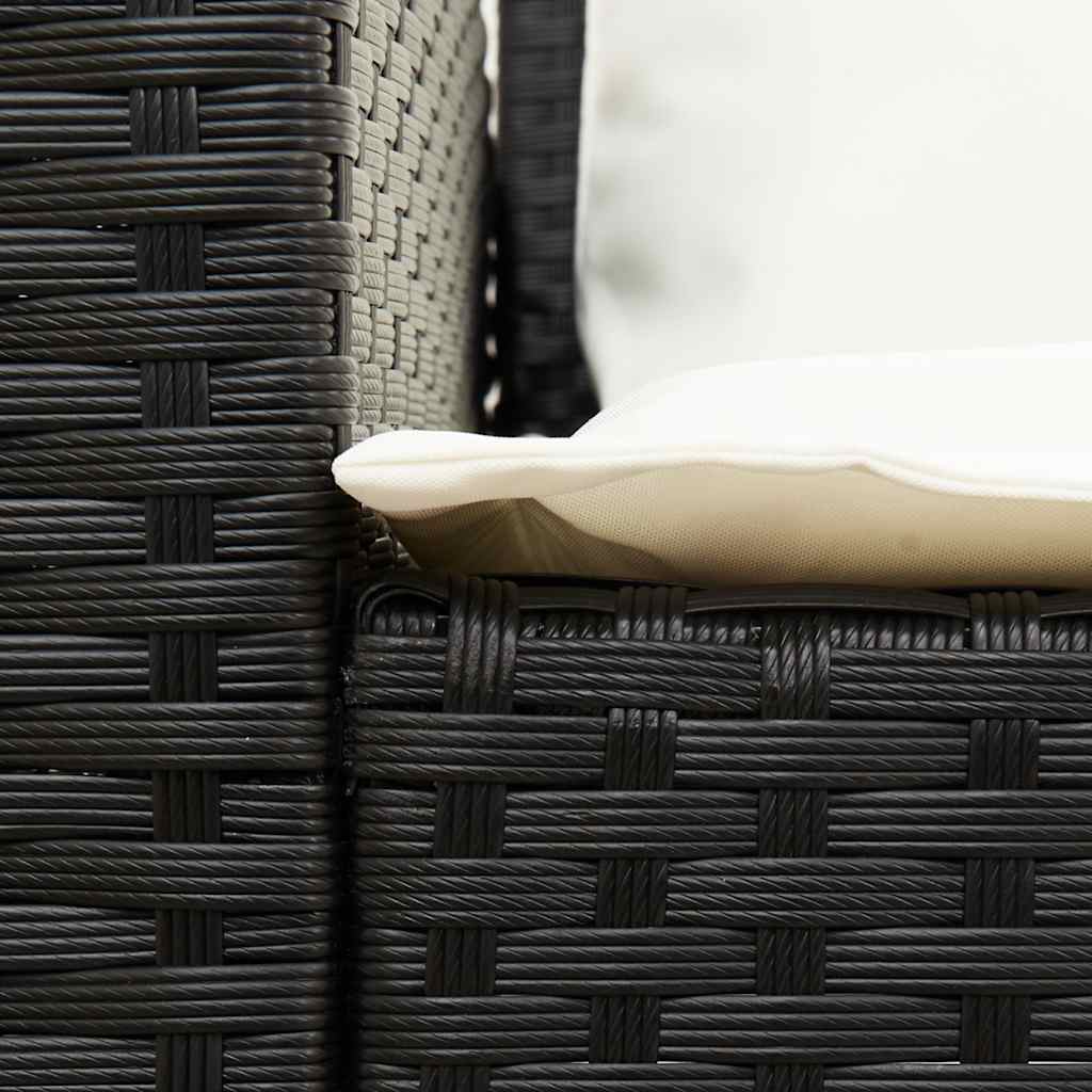 vidaXL 4tlg. Garten-Sofagarnitur mit Kissen L-Form Schwarz Poly Rattan