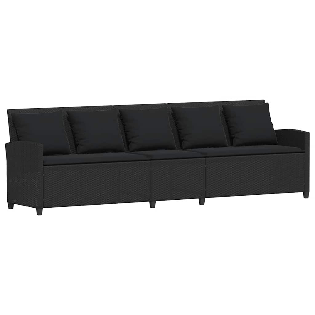 vidaXL 4tlg. Garten-Sofagarnitur mit Kissen L-Form Schwarz Poly Rattan