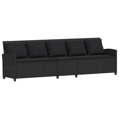 vidaXL 4tlg. Garten-Sofagarnitur mit Kissen L-Form Schwarz Poly Rattan