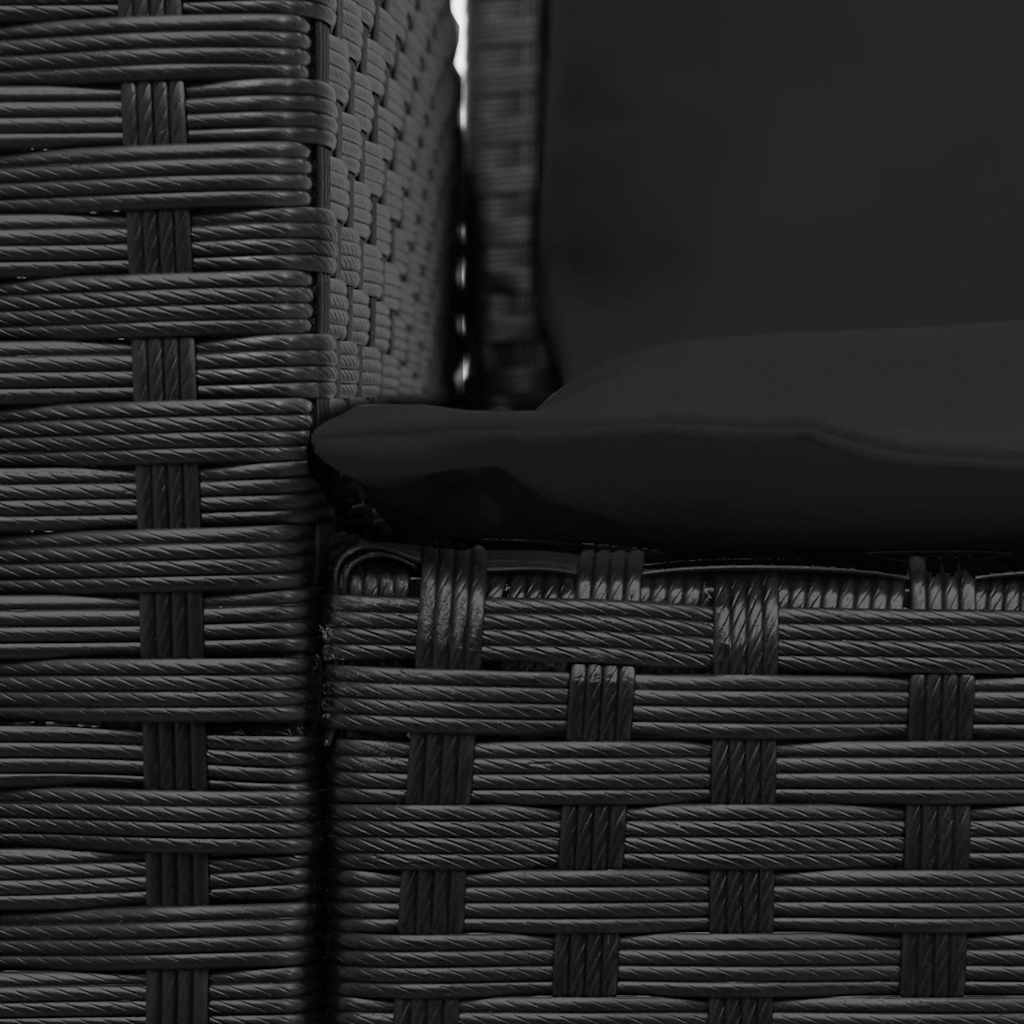 vidaXL 4tlg. Garten-Sofagarnitur mit Kissen L-Form Schwarz Poly Rattan