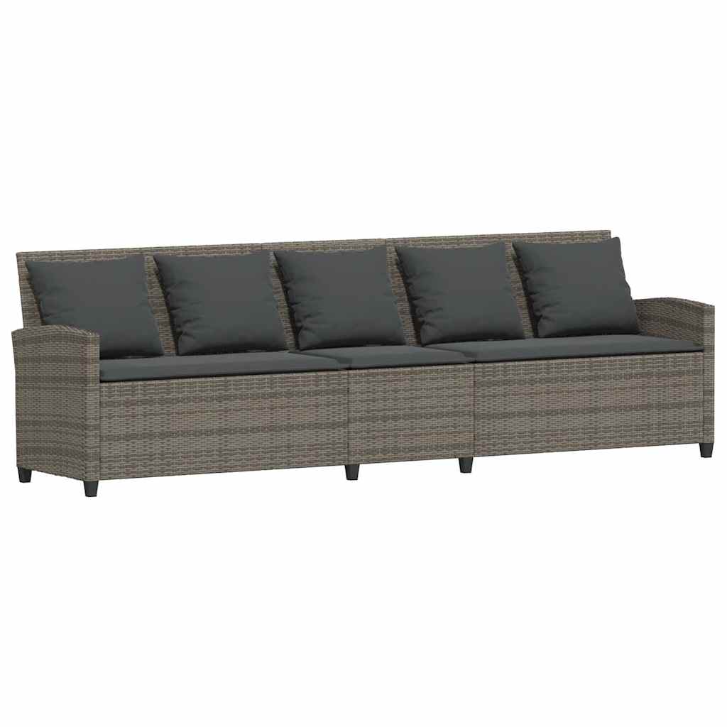 vidaXL 4-tlg. Garten-Sofagarnitur mit Kissen L-Form Grau Poly Rattan