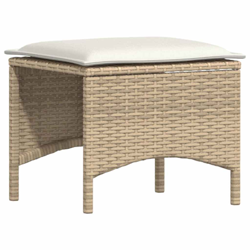 4-tlg. Garten-Sofagarnitur mit Kissen L-Form Beige Poly Rattan