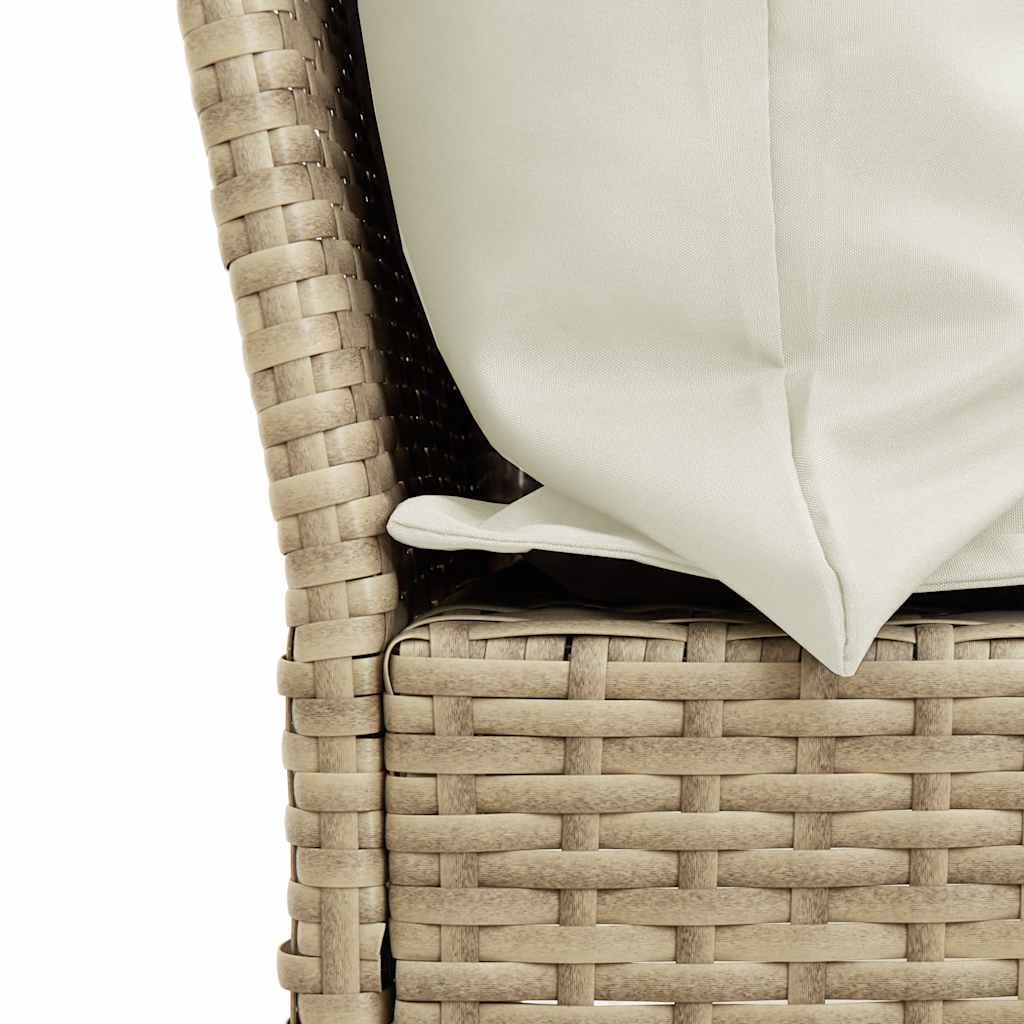 4-tlg. Garten-Sofagarnitur mit Kissen L-Form Beige Poly Rattan