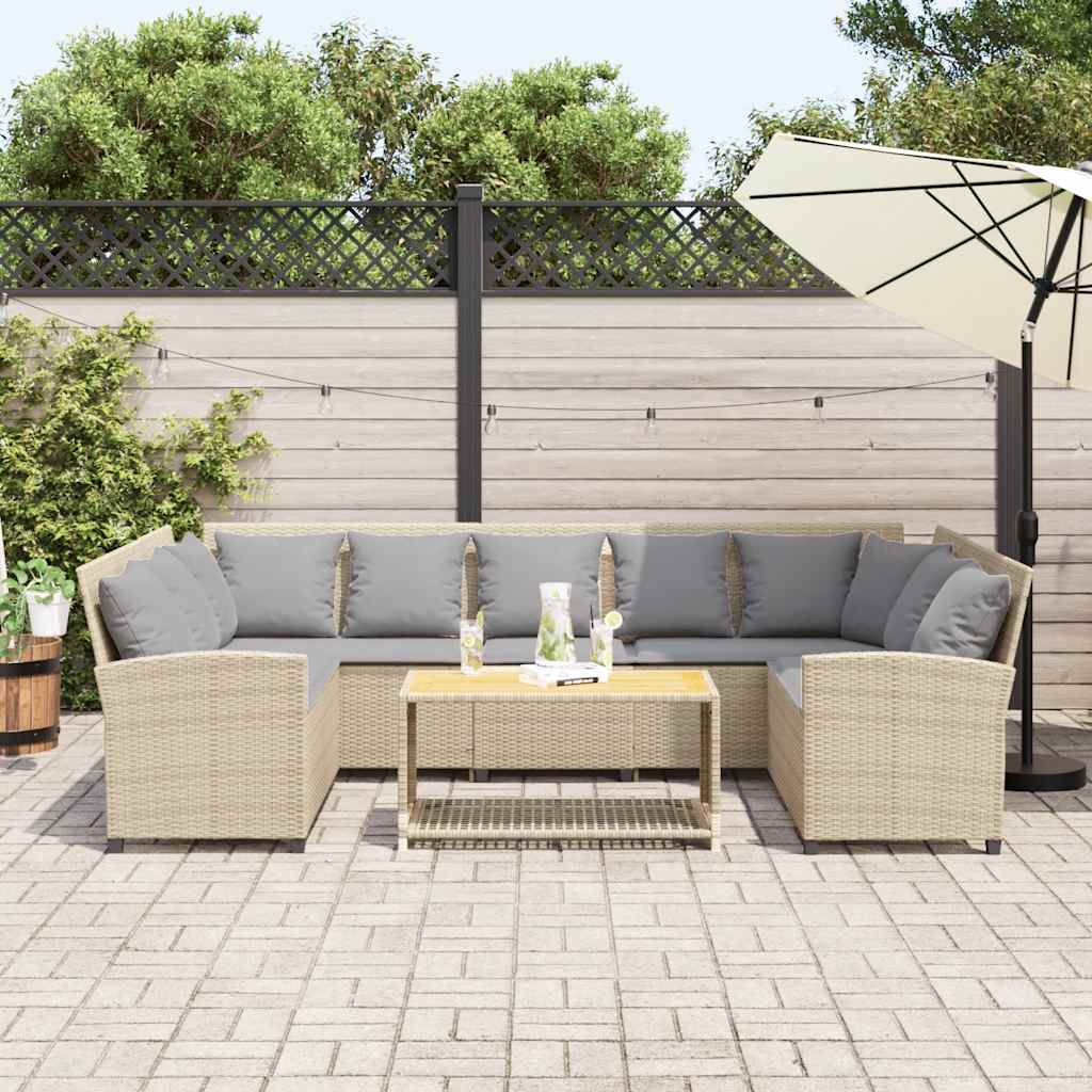 Gartensofa mit Kissen Beige Poly Rattan