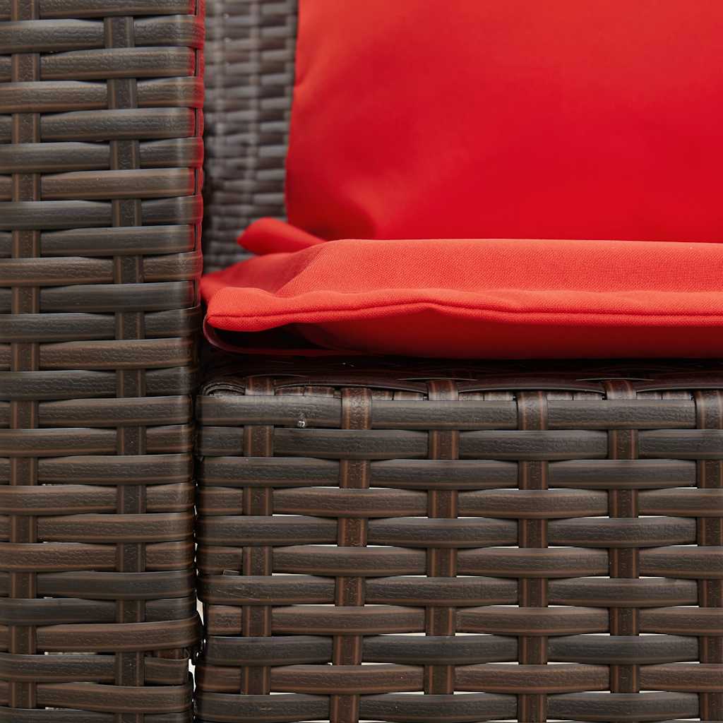 Gartensofa mit Kissen Braun Poly Rattan