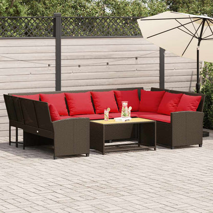 Gartensofa mit Kissen Braun Poly Rattan
