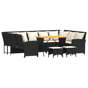 vidaXL 4-tlg. Garten-Sofagarnitur mit Kissen Schwarz Poly Rattan