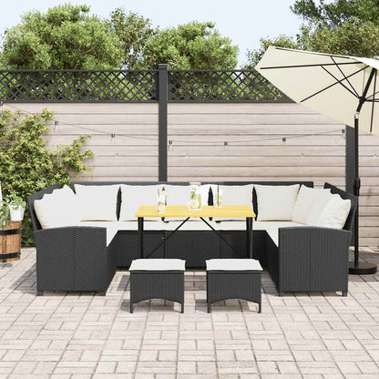 4-tlg. Garten-Sofagarnitur mit Kissen Schwarz Poly Rattan