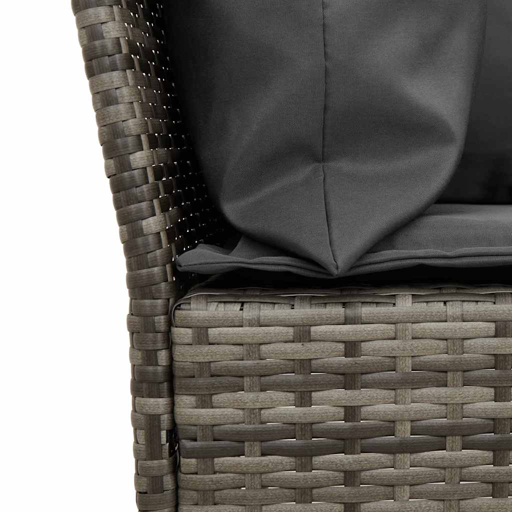 vidaXL 4-tlg. Garten-Sofagarnitur mit Kissen Grau Poly Rattan
