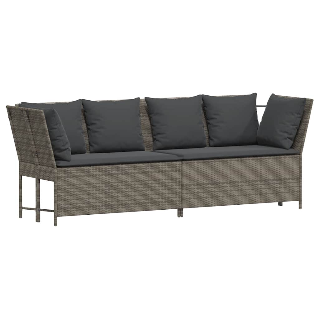 vidaXL 4-tlg. Garten-Sofagarnitur mit Kissen Grau Poly Rattan
