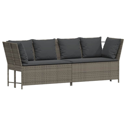 vidaXL 4-tlg. Garten-Sofagarnitur mit Kissen Grau Poly Rattan