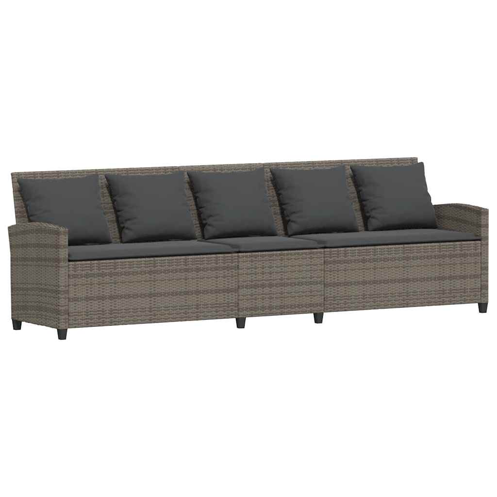 vidaXL 4-tlg. Garten-Sofagarnitur mit Kissen Grau Poly Rattan
