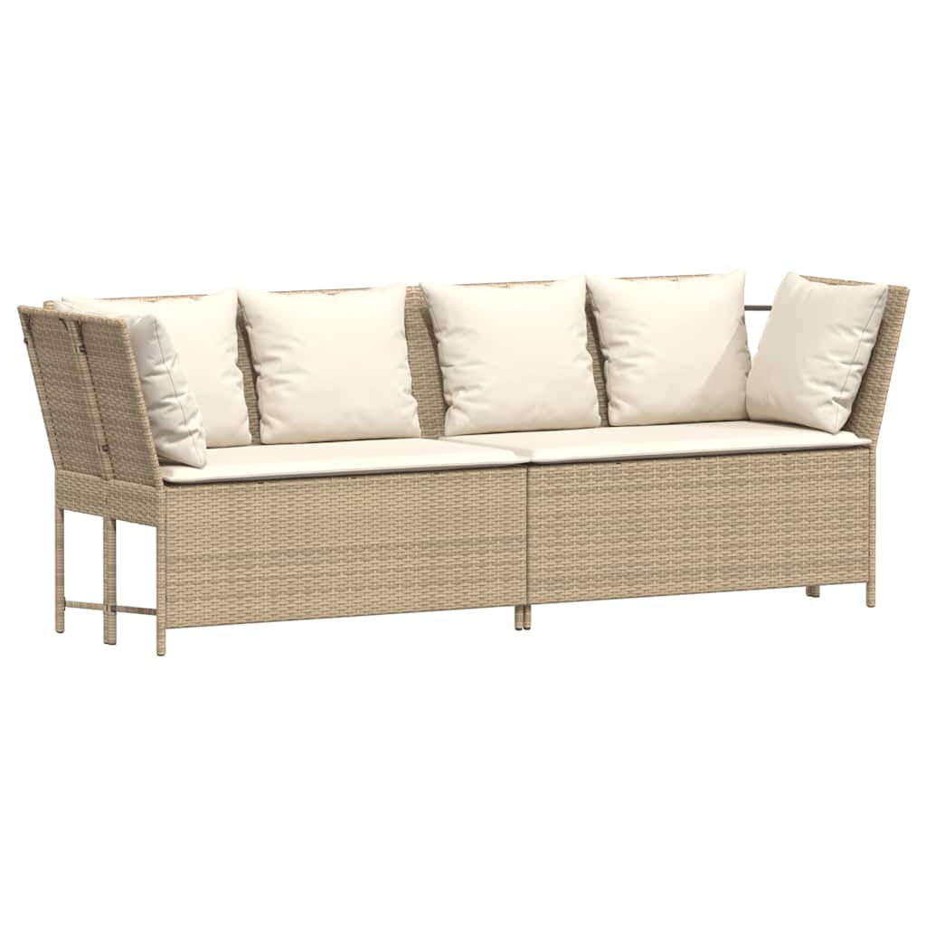 vidaXL 4-tlg. Garten-Sofagarnitur mit Kissen Beige Poly Rattan