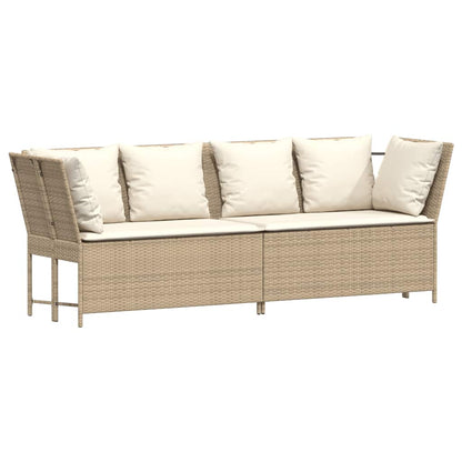 vidaXL 4-tlg. Garten-Sofagarnitur mit Kissen Beige Poly Rattan