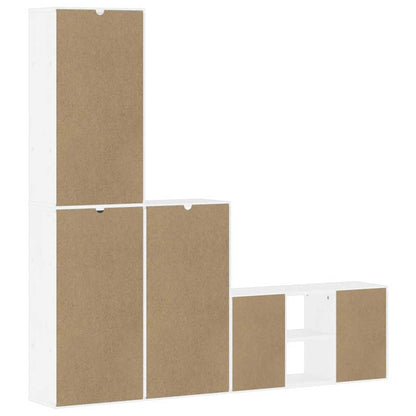 vidaXL Meuble TV mural 4 pcs avec rangement ODDA Blanc Bois de pin massif