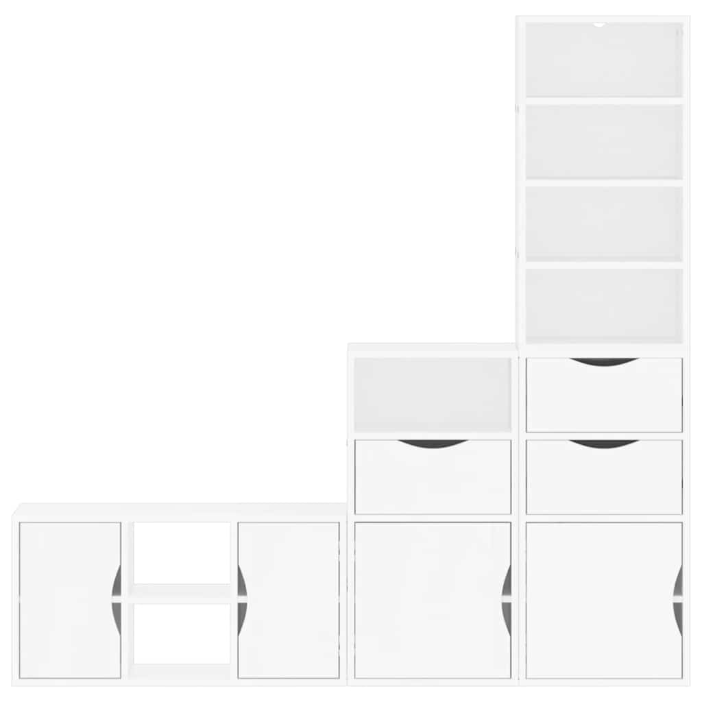 vidaXL Meuble TV mural 4 pcs avec rangement ODDA Blanc Bois de pin massif