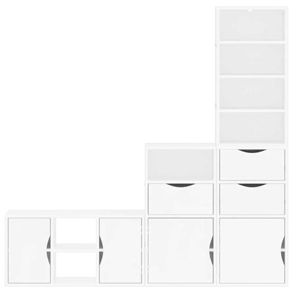 vidaXL Meuble TV mural 4 pcs avec rangement ODDA Blanc Bois de pin massif