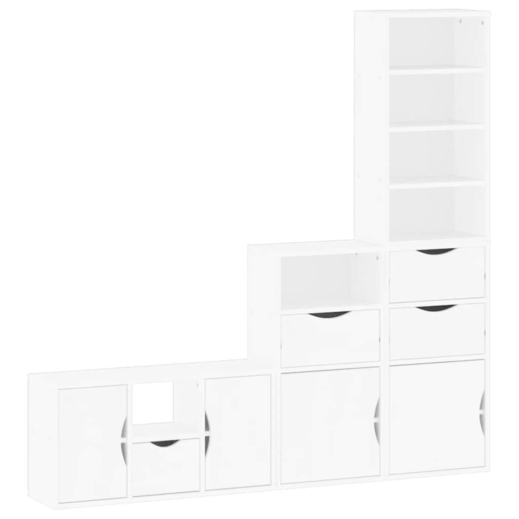 vidaXL Meuble TV 4 pcs avec rangement ODDA Blanc Bois de pin massif