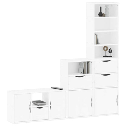 vidaXL Meuble TV 4 pcs avec rangement ODDA Blanc Bois de pin massif