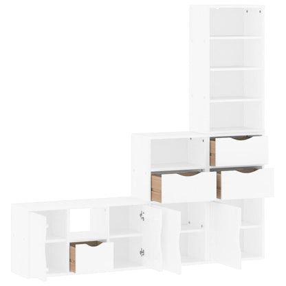 vidaXL Meuble TV 4 pcs avec rangement ODDA Blanc Bois de pin massif