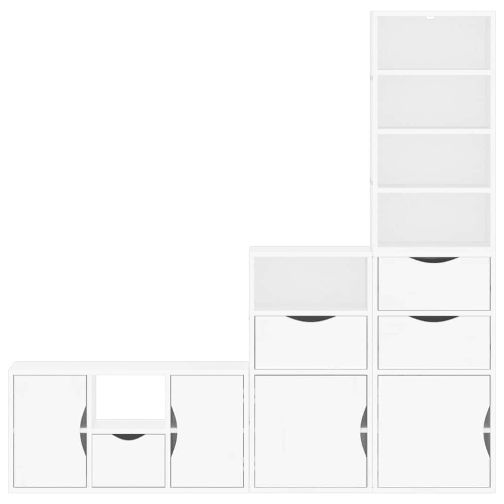 vidaXL Meuble TV 4 pcs avec rangement ODDA Blanc Bois de pin massif