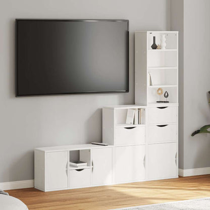 vidaXL Meuble TV 4 pcs avec rangement ODDA Blanc Bois de pin massif