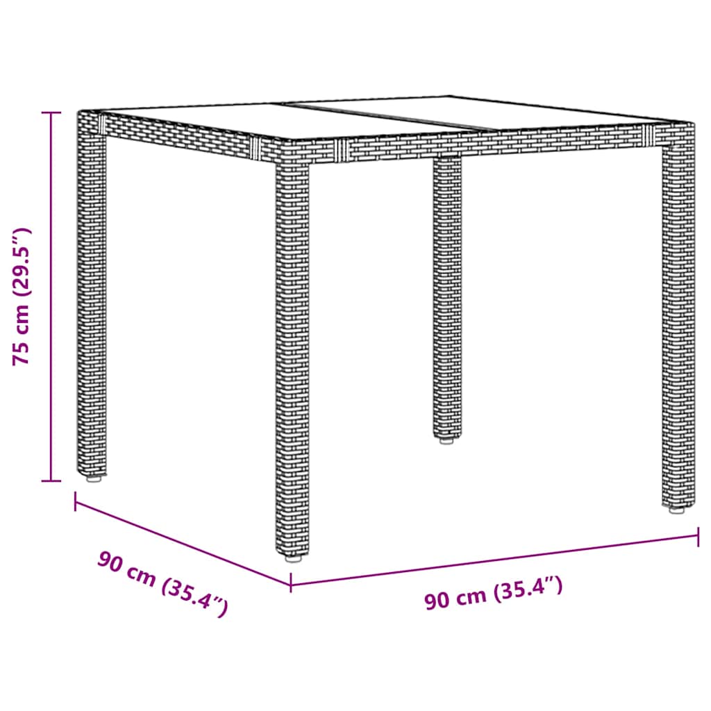 Garten Essgruppe 3 pcs Schwarz Poly-Rattan